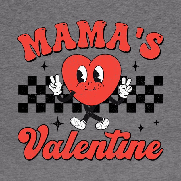 Retro Groovy Mama is My Valentine Cute Heart Boys Girls Kids by jadolomadolo